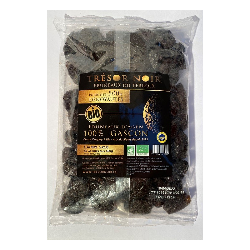 Pruneaux Dénoyautés Bio 55/66 Pasteurisés - 500g | Bienfaits Santé