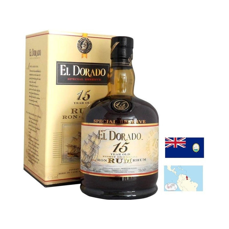 Rhum EL DORADO 15 ANS - Spiritueux de Demerara | 70 cl - 43°