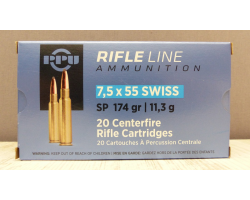 Munitions PPU 7,5x55, 174 gr SP pour tir et chasse