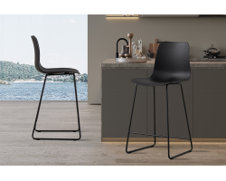 Chaise de comptoir 'Marie' en polypropylène noir - Design élégant et confort