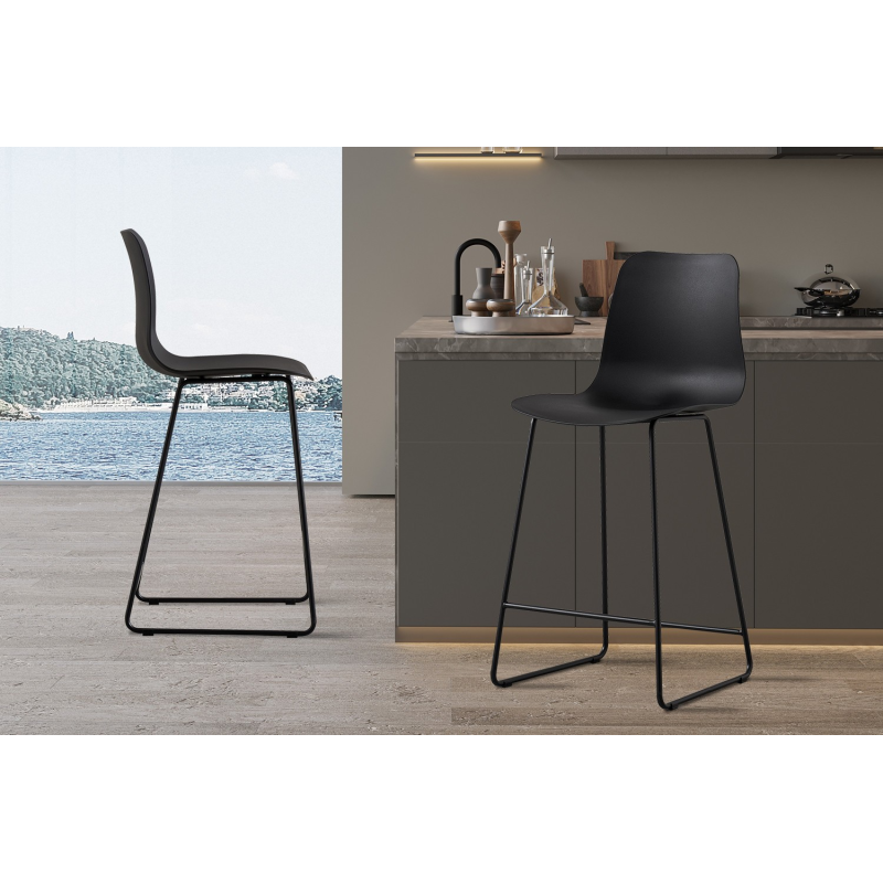 Chaise de comptoir 'Marie' en polypropylène noir - Design élégant et confort
