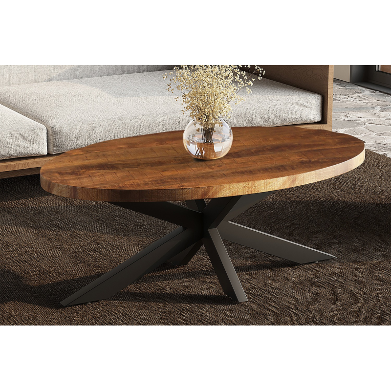 Table basse Madeira ovale en bois de manguier - Meubles design