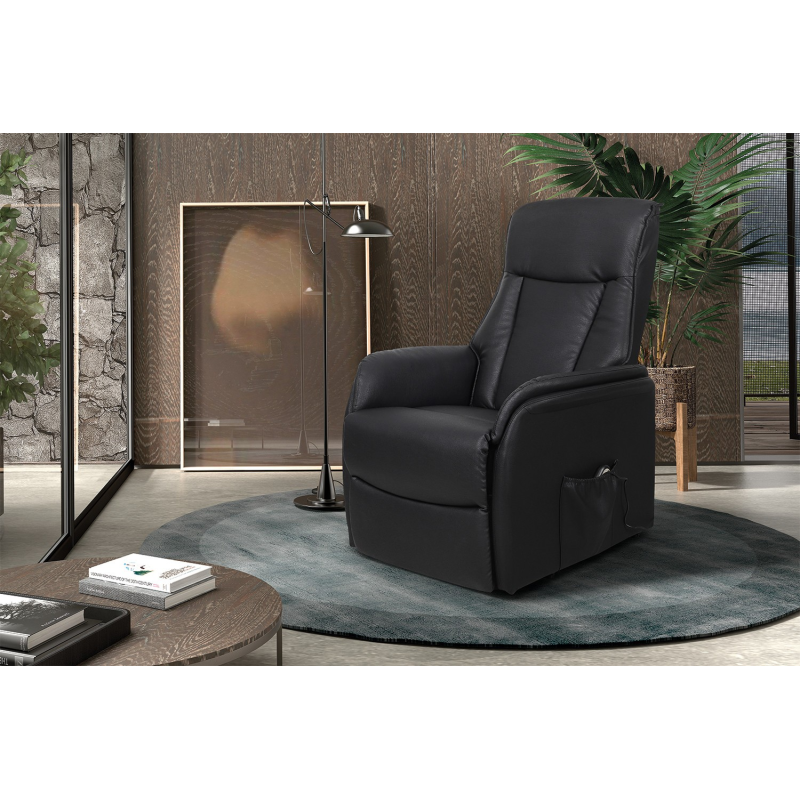Fauteuil releveur électrique Miami PU Noir - Confort et Élégance