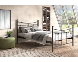 Lit 'Sacha' 140x200 avec sommier Noir - Design Moderne et Confort