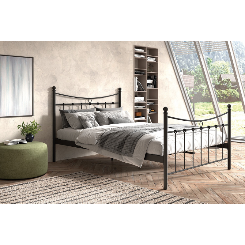 Lit 'Sacha' 140x200 avec sommier Noir - Design Moderne et Confort