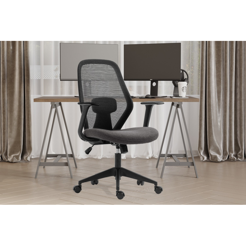 Chaise de bureau Claude Mesh Noir/Gris - Confort et Élégance