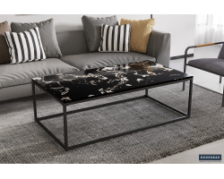 Table basse Livorno en composite marbre noir - Élégance et robustesse