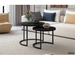 Table basse Goja en bois de manguier noir - Set de 2