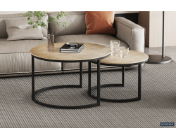 Table basse 'Amira' set de 2 - Argent Vieilli - Élégance et Fonctionnalité