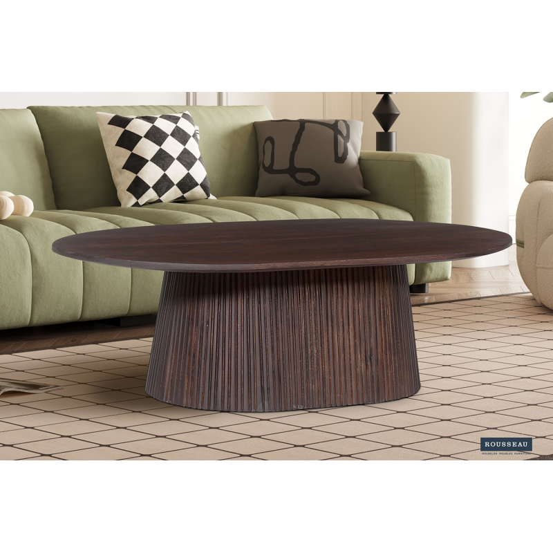 Table basse Miguel 120 cm Ovale en bois de manguier - Élégance et robustesse