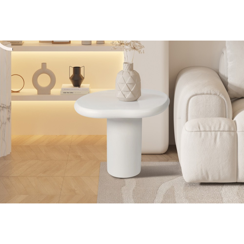 Table basse 'Tavira' 58 cm en ciment blanc - Élégance moderne
