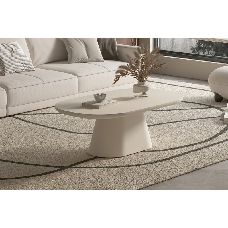 Table basse 'Tavira' 120 cm Ovale Ciment Beige - Meubles Modernes