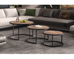 Table basse Lennox set de 3 en Bois de Manguier - Meubles Chic