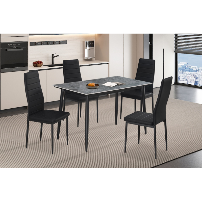 Table Kenzo 120 cm Rectangulaire Pierre Gris - Élégance et Robustesse