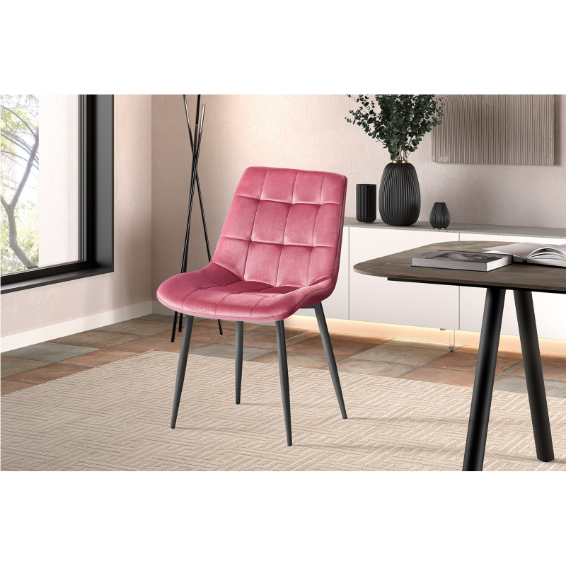 Chaise 'Juta' Velours Rose - Élégance et Confort | Meubles
