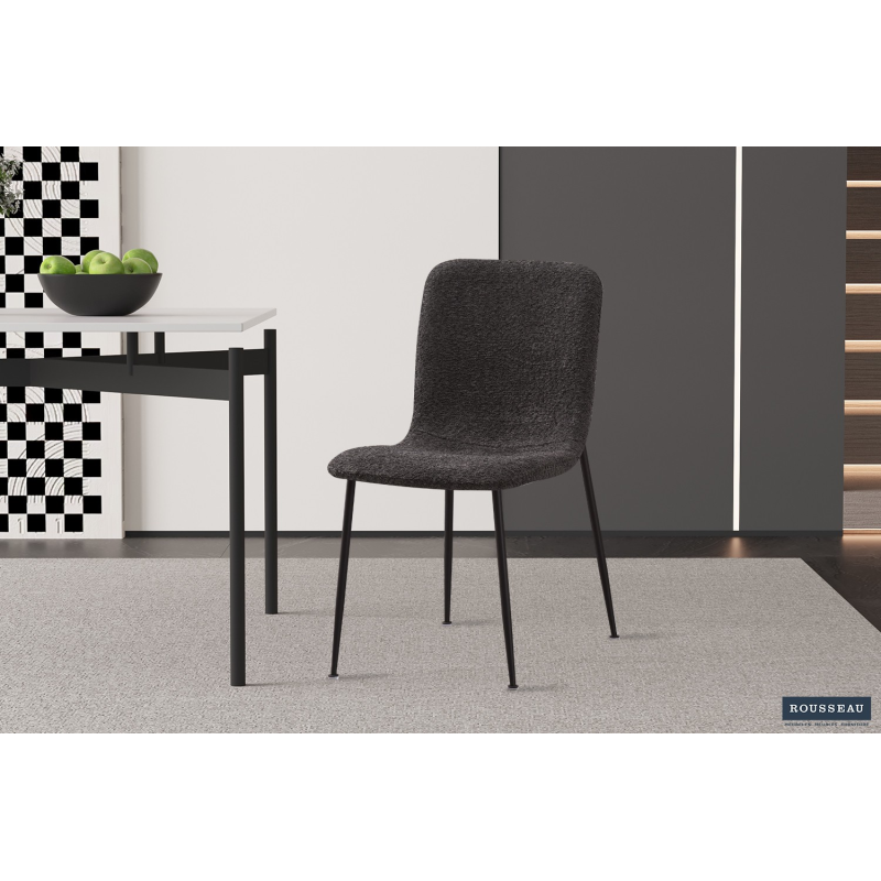 Chaise Alice Bouclé Gris - Élégance et Confort