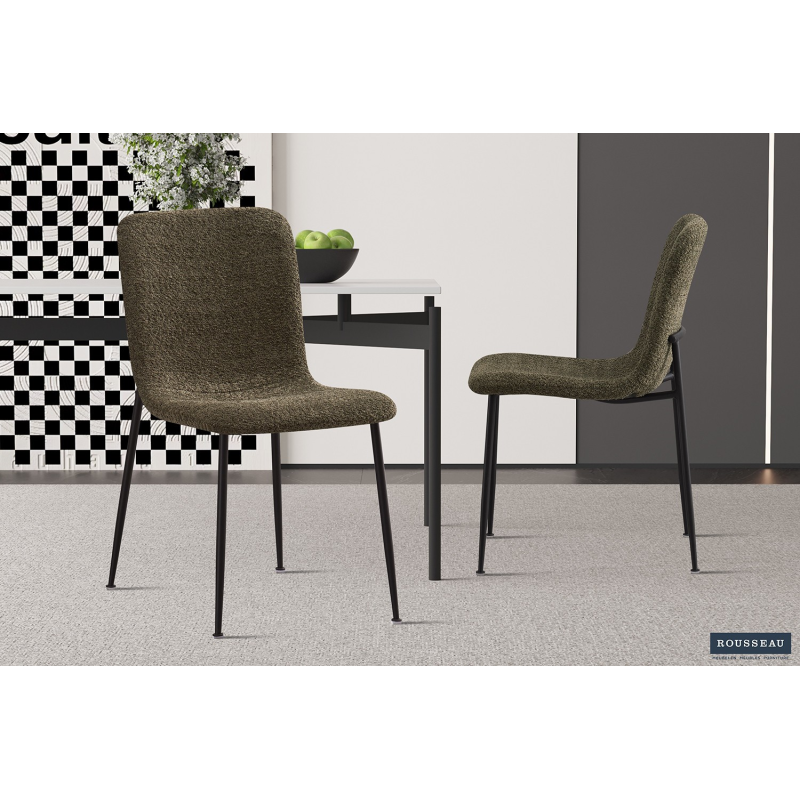 Chaise 'Alice' bouclé vert - Élégance et confort pour votre intérieur