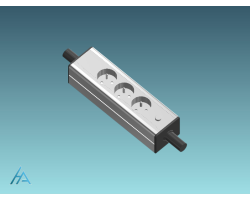 Réglette 3 prises câblée sur 5m avec fiche secteur et bouton poussoir métal