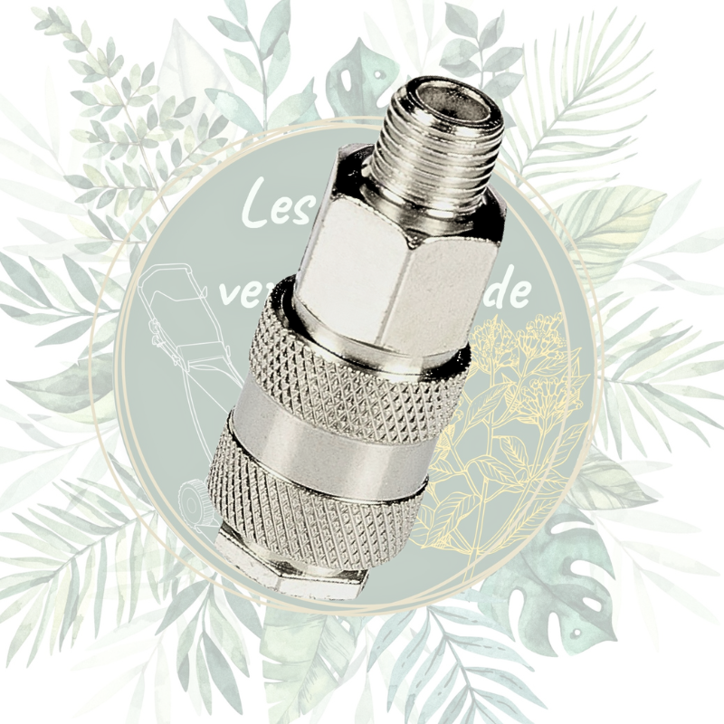 Raccord rapide pneumatique mâle 1/4" en acier nickelé