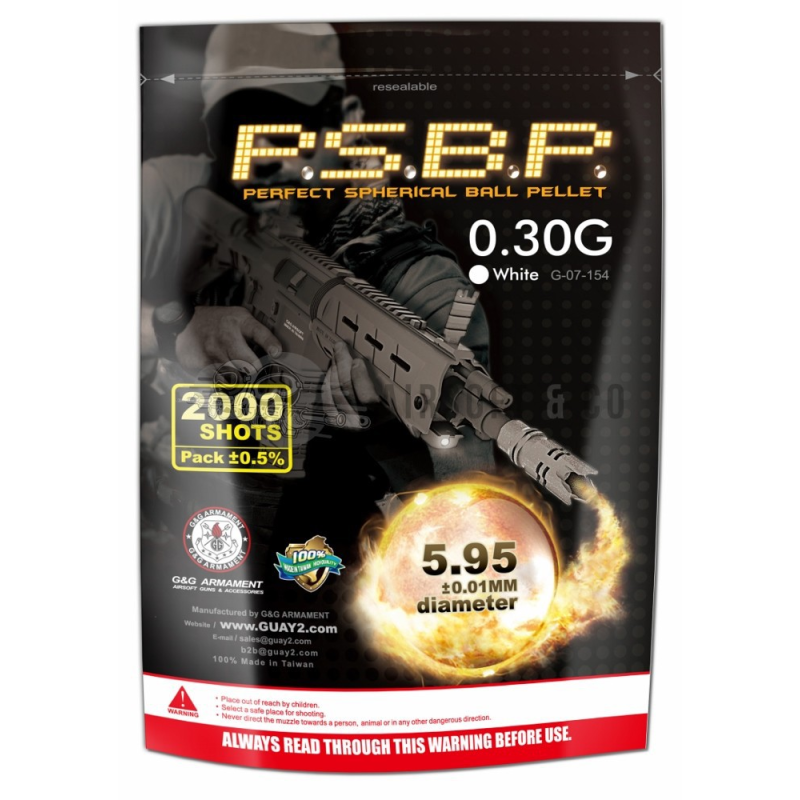 Billes 0.30 gr Standard - 2000 billes d'airsoft pour une précision optimale