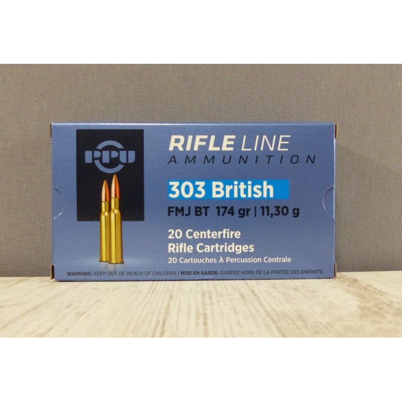 Munitions PPU 303 British 174 gr FMJBT - Tir de Précision