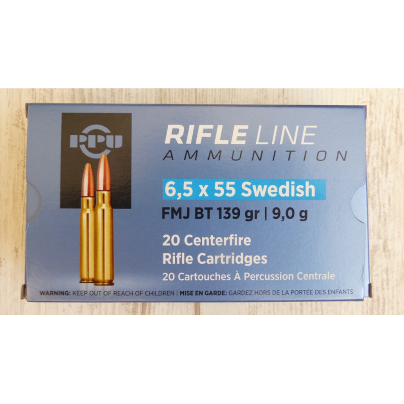 Munitions PPU 6,5x55, 139 gr FMJBT - Boîte de 20 | Équipement Sportif