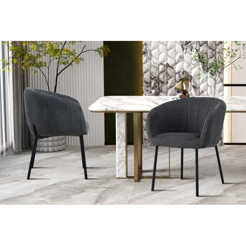 Chaise 'Sevilla' en tissu gris foncé - Élégance et confort