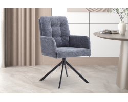 Chaise 'Granada' pivotante en tissu Davis Bliss gris foncé - Meubles haut de gamme