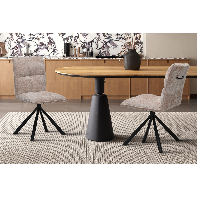 Chaise 'Jack' pivotant en tissu sable - Mobilier élégant