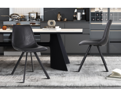 Chaise Emma PU Noir - Élégance et confort vintage