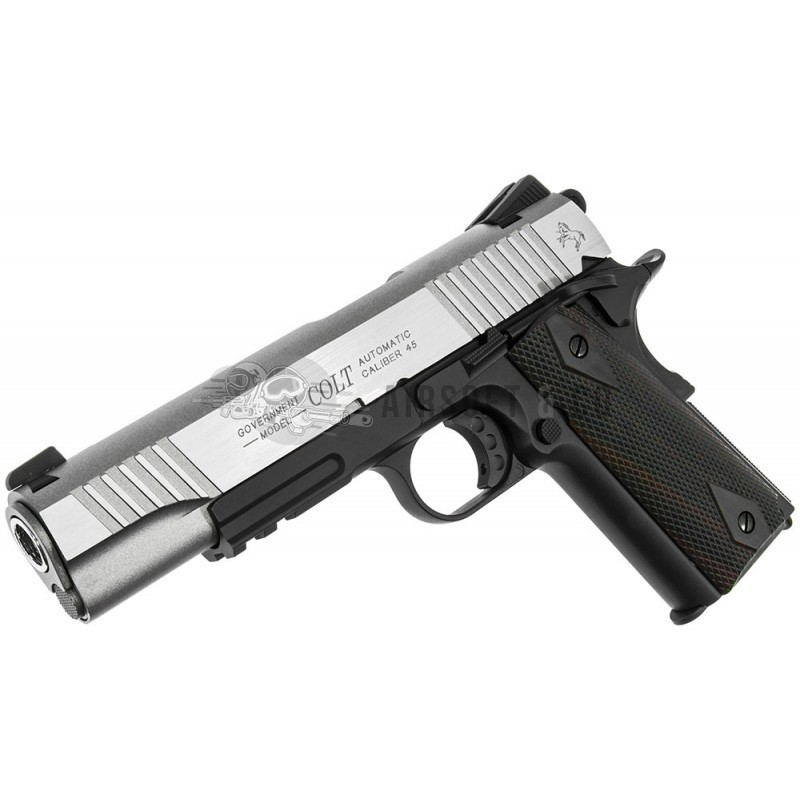 Pistolet airsoft Colt 1911 Rail Gun Dual Tone - Réplique KWC de qualité