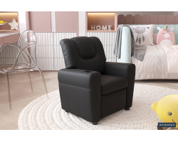 Mini-Fauteuil relax 'Renée' relevable manuellement en PU noir