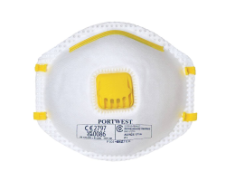Masque de protection poussière à valve FFP1 Portwest | Lot de 10 ou 20 pièces