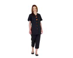Tunique de travail femme Delphy noir manches courtes | Vêtements professionnels