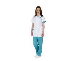 Tunique de travail femme Dalhia blanche manches courtes - Confort et Élégance