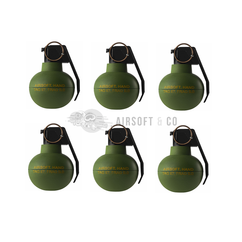 Pack de 6 grenades à main TAG-67 - Équipement Airsoft