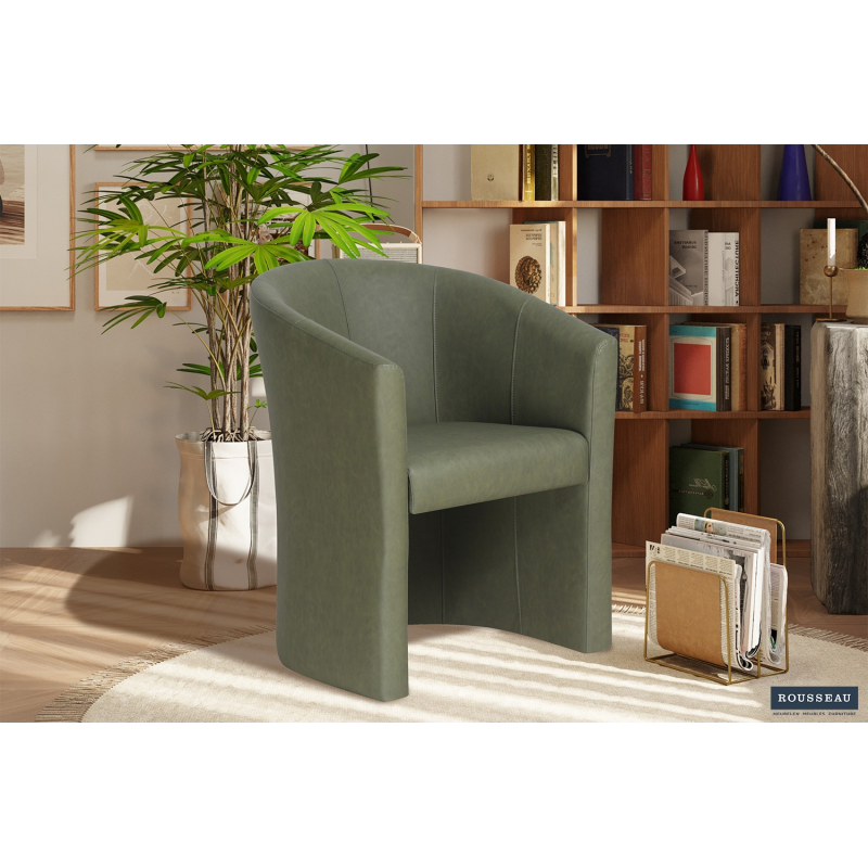 Fauteuil Vintage PU Vert Charlie - Homelands Nancy