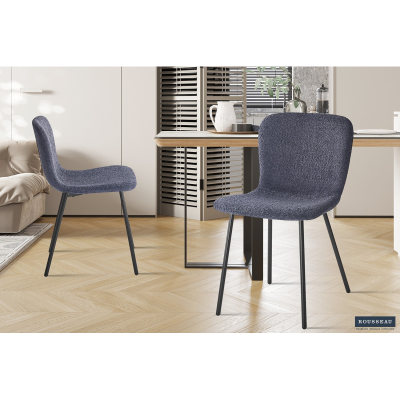 Chaise 'Susan' Bouclé Gris Foncé - Élégance et Confort