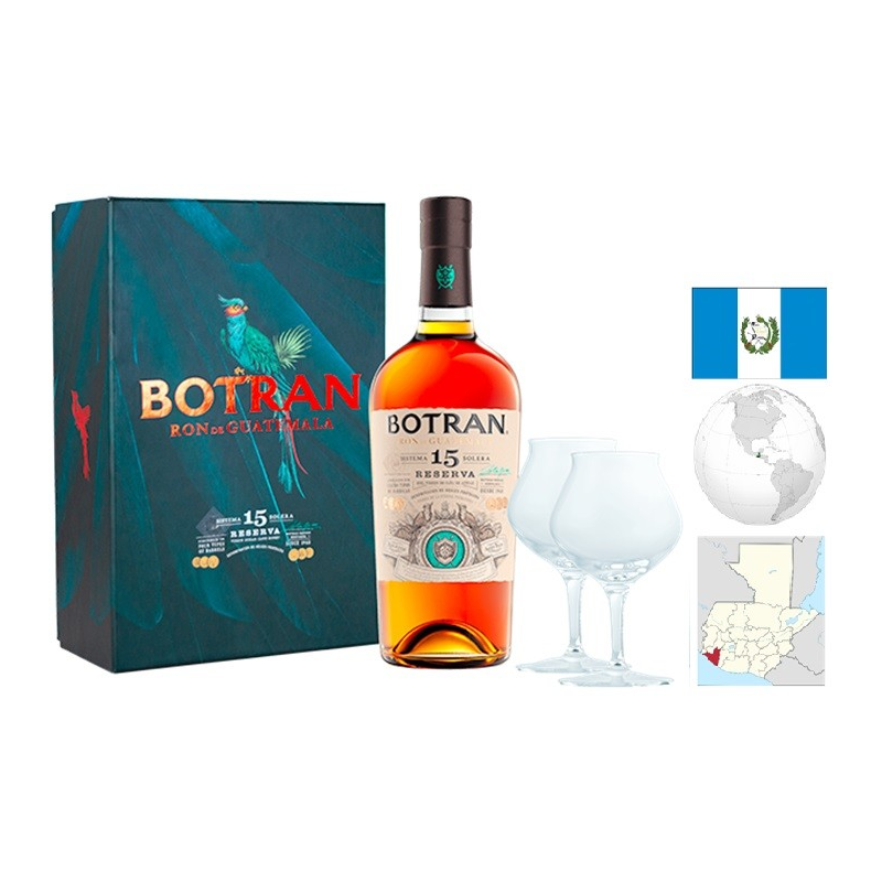 Botran 15 Solera - Coffret 2 Verres - Rhum Guatemala 70cl 40°
