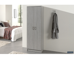Armoire de rangement 'Ray' 2 portes et 4 étagères en chêne gris