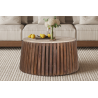 Table basse Luuk 70 cm en bois de manguier et travertin | Meubles