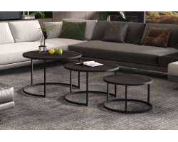 Table basse Lennox set de 3 - Bois de manguier noir | Meubles