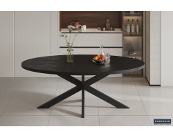 Table Alexa 200 cm ovale en bois de manguier noir - Élégance et robustesse