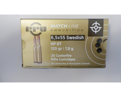 Munitions PPU 6,5x55, 120 gr HPBT Matchline - Précision et Performance