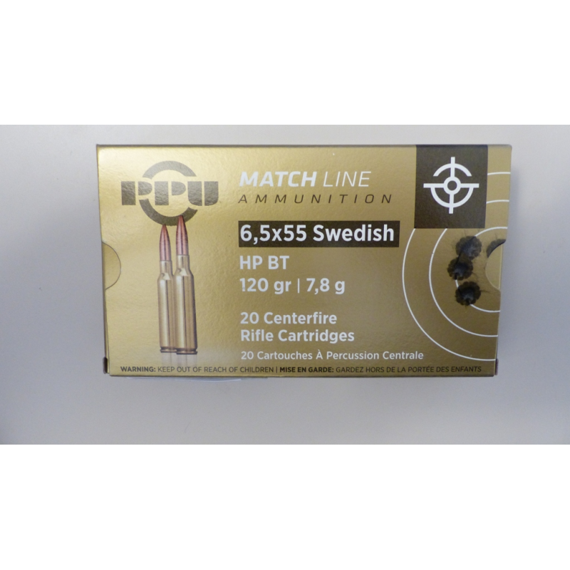 Munitions PPU 6,5x55, 120 gr HPBT Matchline - Précision et Performance