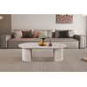 Table basse 'Lagos' 120 cm ovale décor travertin beige - Mobilier élégant