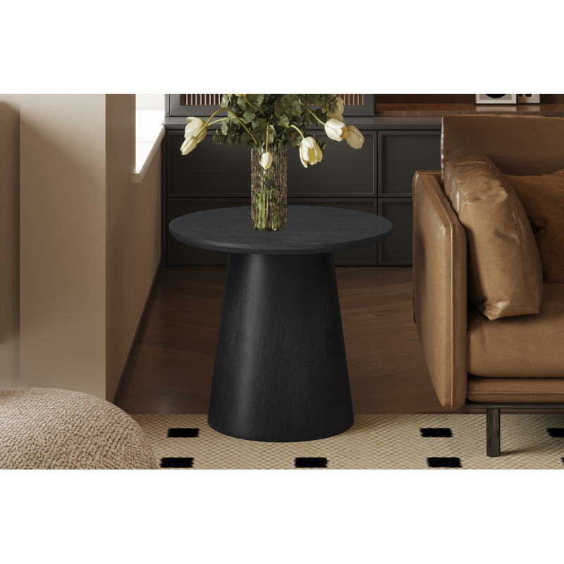 Table d'appoint 'Miklos' 60 cm Ronde Décor Brun Foncé - Meubles