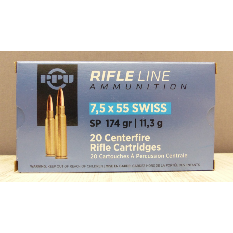 Munitions PPU 7,5x55, 174 gr SP - Équipement Sportif