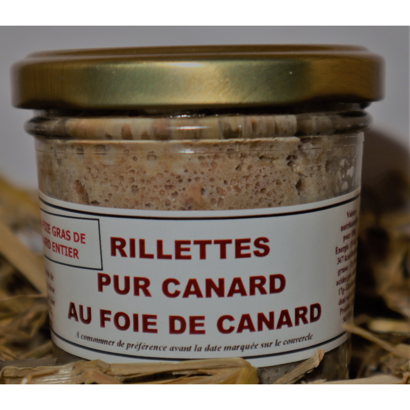 Rillettes pur canard au foie de canard - Épicerie fine