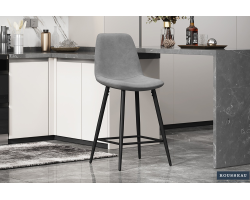Chaise de comptoir Boy Velours Gris - Élégance et confort